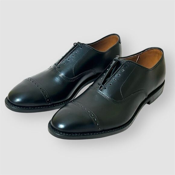 Allen Edmonds Fifth Avenue 5705 Black Leather Cap Toe Oxford Brogue Mens Sz 9.5C